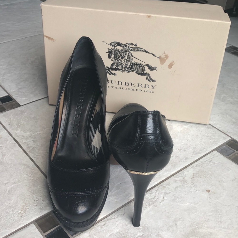 Burberry platform pumps.